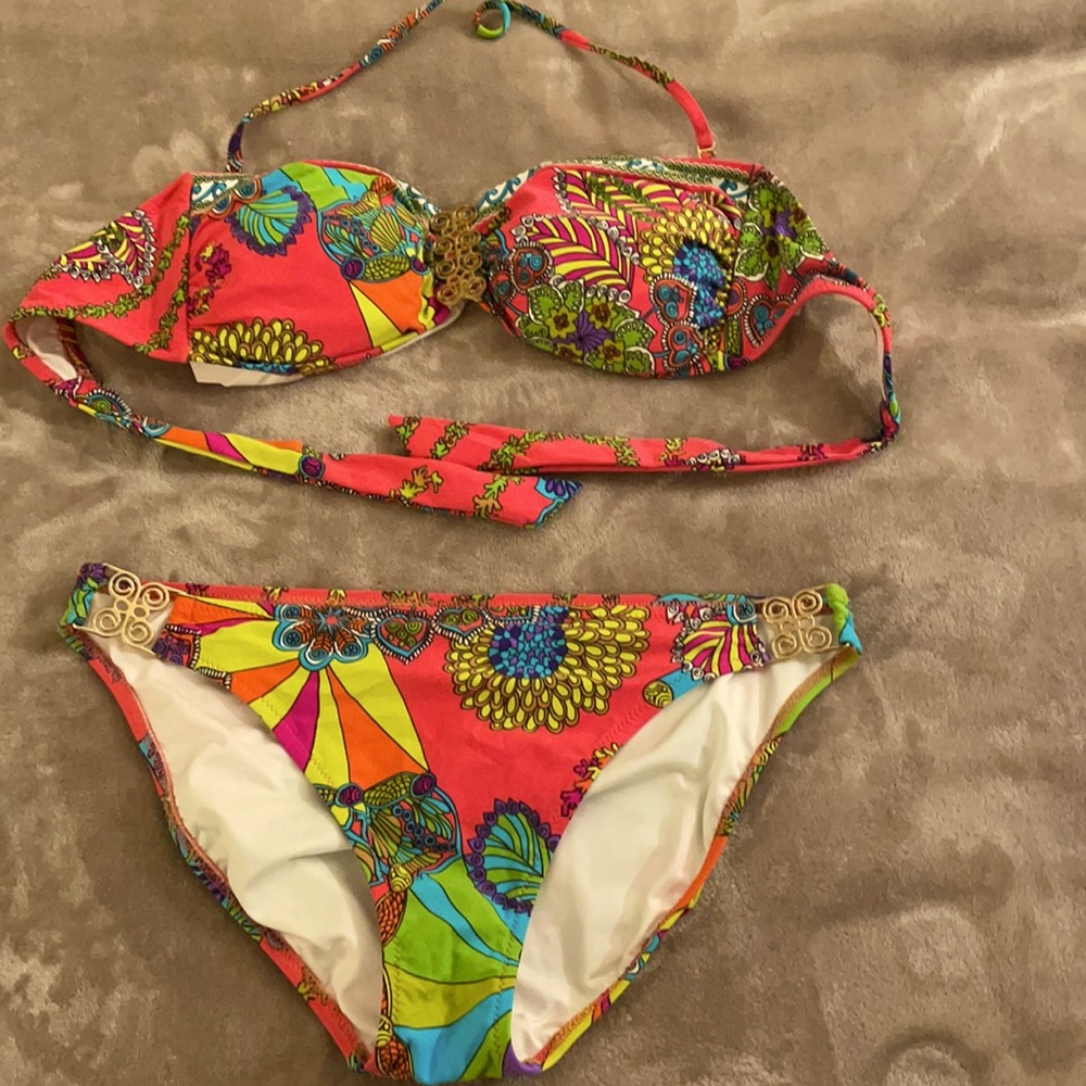 Beautiful multi color/pink swim suit, size 10, $20